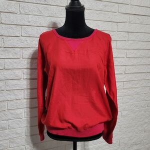Lacoste womens sz8 /38 EU red lightweight pullover blouse cotton & silk blend